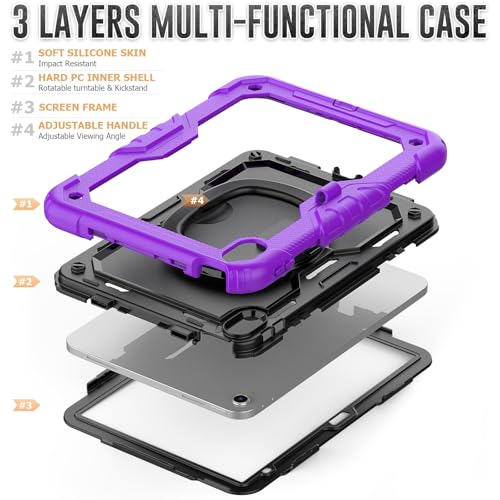Étui pour iPad 10e génération 10.9 silicone robuste avec protège-écran violet - 6