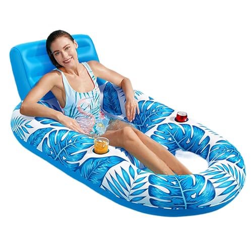 Chaise gonflable de piscine avec porte-gobelet intégré et motif feuille d'érable