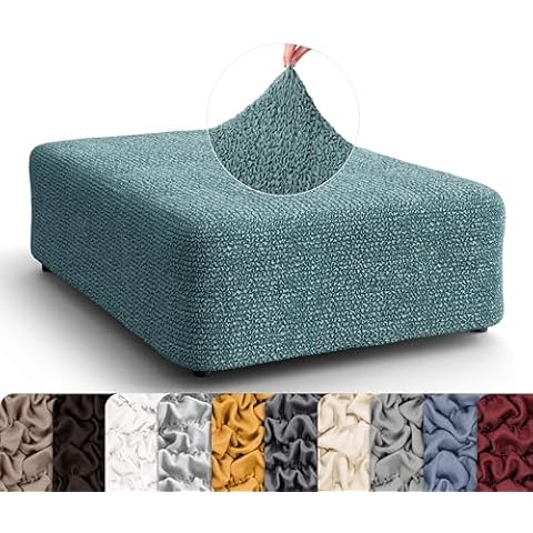 PAULATO BY GA.I.CO. Big Ottoman Cover Stool Cover Pouf Slipcover - Soft Polyester Fabric Slipcover - 1-Piece Form Fit Stretch Furniture Protector - Microfibra Collection - Teal (Ottoman) Cover
