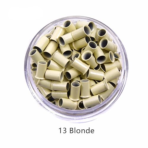 Miniatura 5 de 1000 piezas de tubos de cobre con bloqueo de microanillos para extensiones de cabello humano I-Tip 0.134x0.118x0.236 in (rubio)