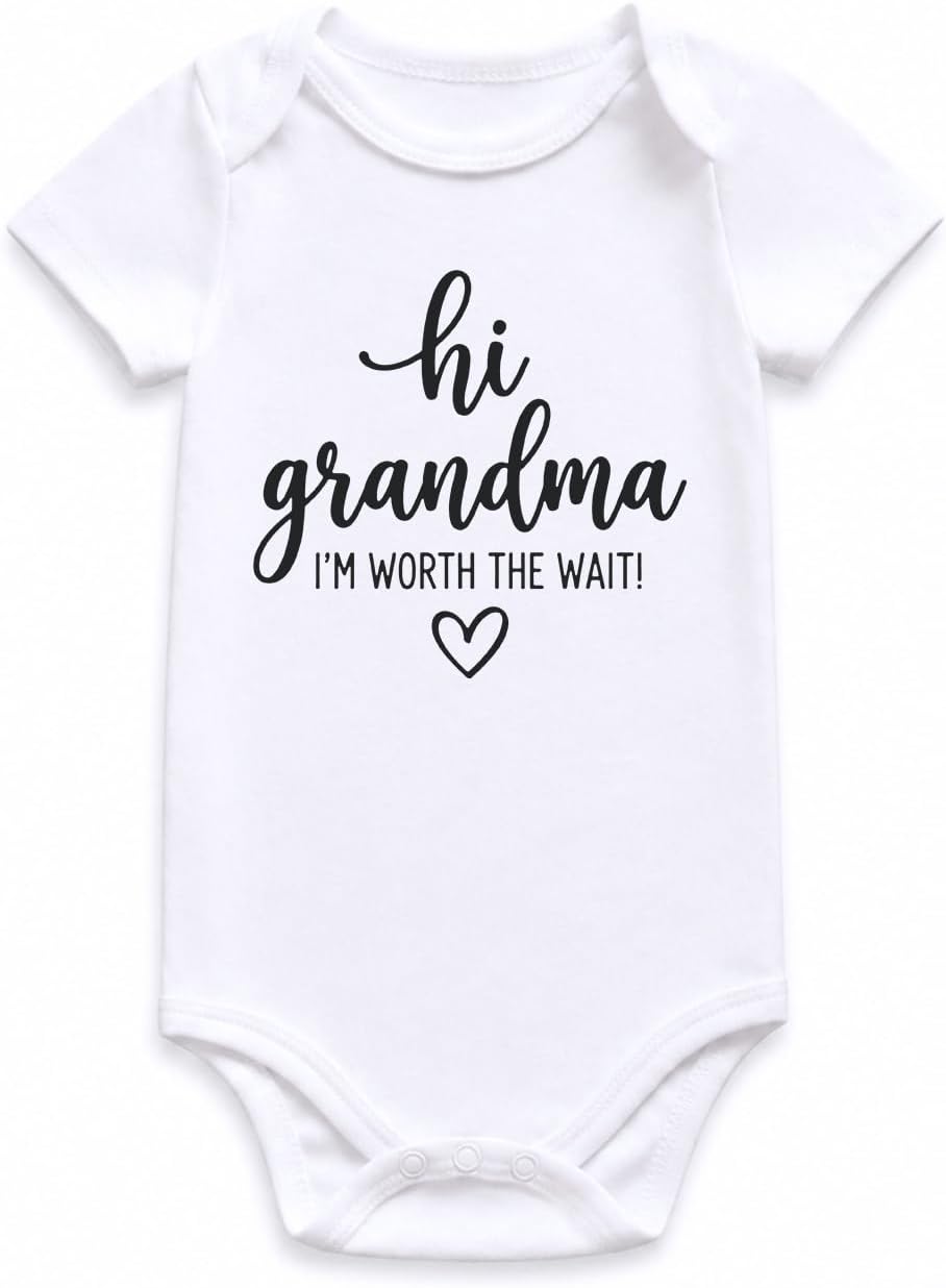Hi Grandma Baby Bodysuit Pregnancy Announcement Grandparents Reveal Newborn Infant Cotton Clothes White