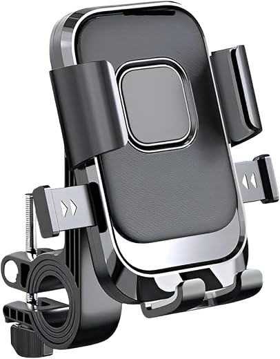 LikeStar® Universal Bike & Motorcycle Mobile Holder, 360° Rotation, One Touch Lock, Anti-Slip Grip, Shockproof & Secure Mo...