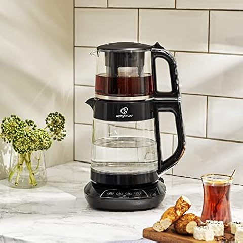 Karaca Caysever Maschine, Stahl, Chrome 1700 W, BPA-frei, 0,8 Lt Fassungsvermögen Glas-Teekanne Cover
