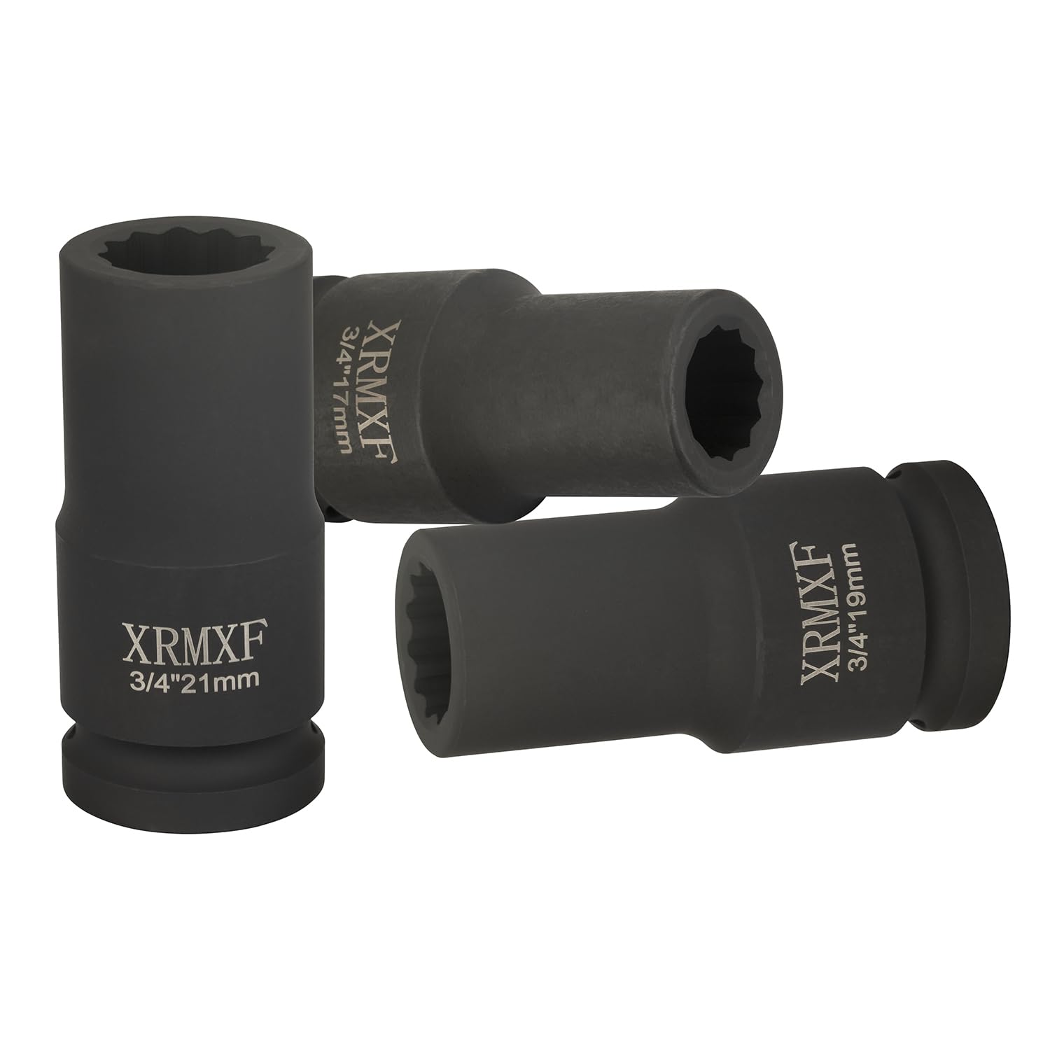 Set di chiavi a bussola da 3/4", 3 pezzi, 17, 19, 21 mm, dadi Cr-Mo | set da 12 punti
