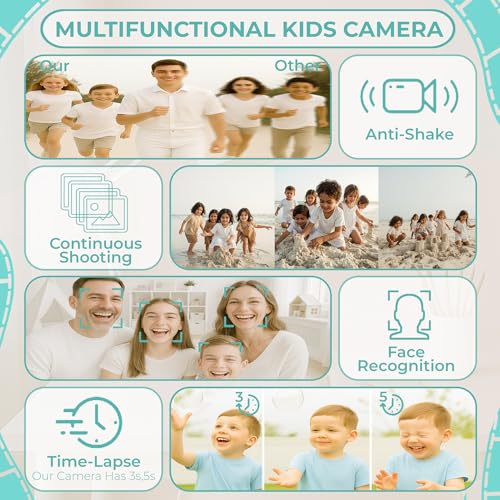 Image of Cason 48MP Digital Camera for Kids-Real Photo & Video Mini Camera for Photography 2.4 inch Rotating Screen, Built in Games Kids Cameras for 5-15 Years Girls & Boys(Supports Upto 64GB Memory)