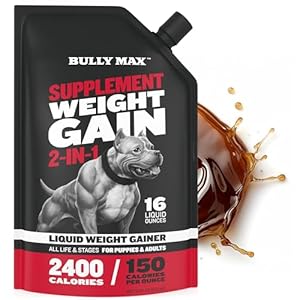 Bully Max Weight Gainer Liquid for Puppies & Adult Dogs – 2-in-1 High Calorie Multivitamin Dog Supplements & Vitamins for Weight Gain with Omega 3 & Whey Protein for All Breeds & Ages – 16 oz Bag