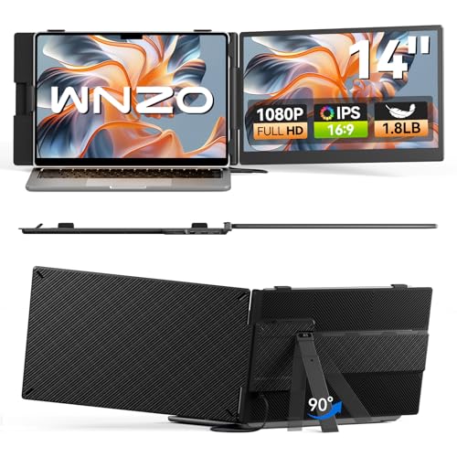 Image of Laptop Screen Extender 1.8lbs 14.1 inch - Ultra-Light & Ultra-Slim 1080P FHD IPS Dual Portable Monitor for 13 inch-17.3 inch Laptops Plug & Play Travel Extra Screen Compatible with Wins /Mac /Android /Chrome
