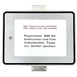 Original Verkehrsschild 450 x 600 mm RA2 RSA-21 Verkehrszeichen Wechselschild Wechselzeichen Zusatzschild Zusatzzeichen mit eigenem Text DIN A3 und integrierten Haltelaschen