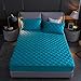 FFLDM Drap Housse Grand Bonnet,Couvre-lit en Velours Cristal de Couleur Unie en Fibre de Polyester, draps Thermo-ajustés très épais, Housse de Matelas Super King-Lake_Blue_150x190 + 30cm