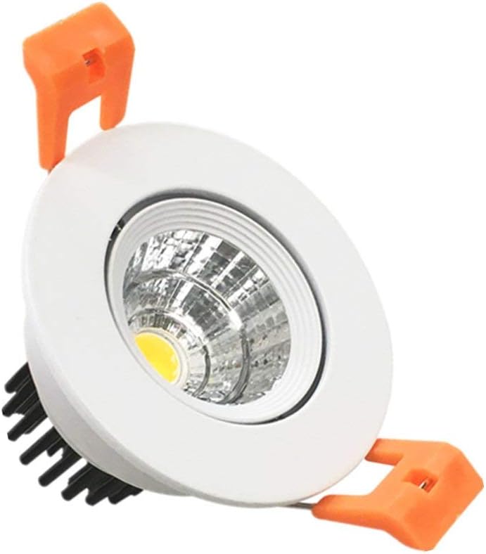 LightingWill 2inch LED Dimmable Downlight, 3W COB Recessed Ceiling Light, Natural White 4000K-4500K, CRI80, 25W 220LM Halogen Bulbs Equivalent, White (1 Pack)
