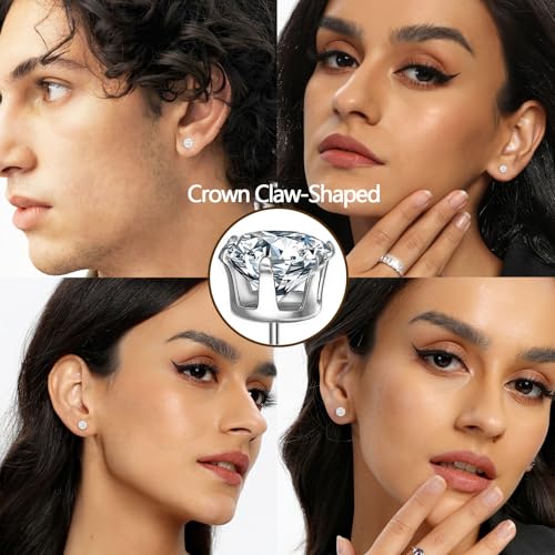 MDFUN 6 Pairs Stud Earrings Sets 3-8MM 18K Gold Plated Round 5A+ Cubic Zirconia Earrings Hypoallergenic CZ 6 Prong Ears Jewelry for Women4