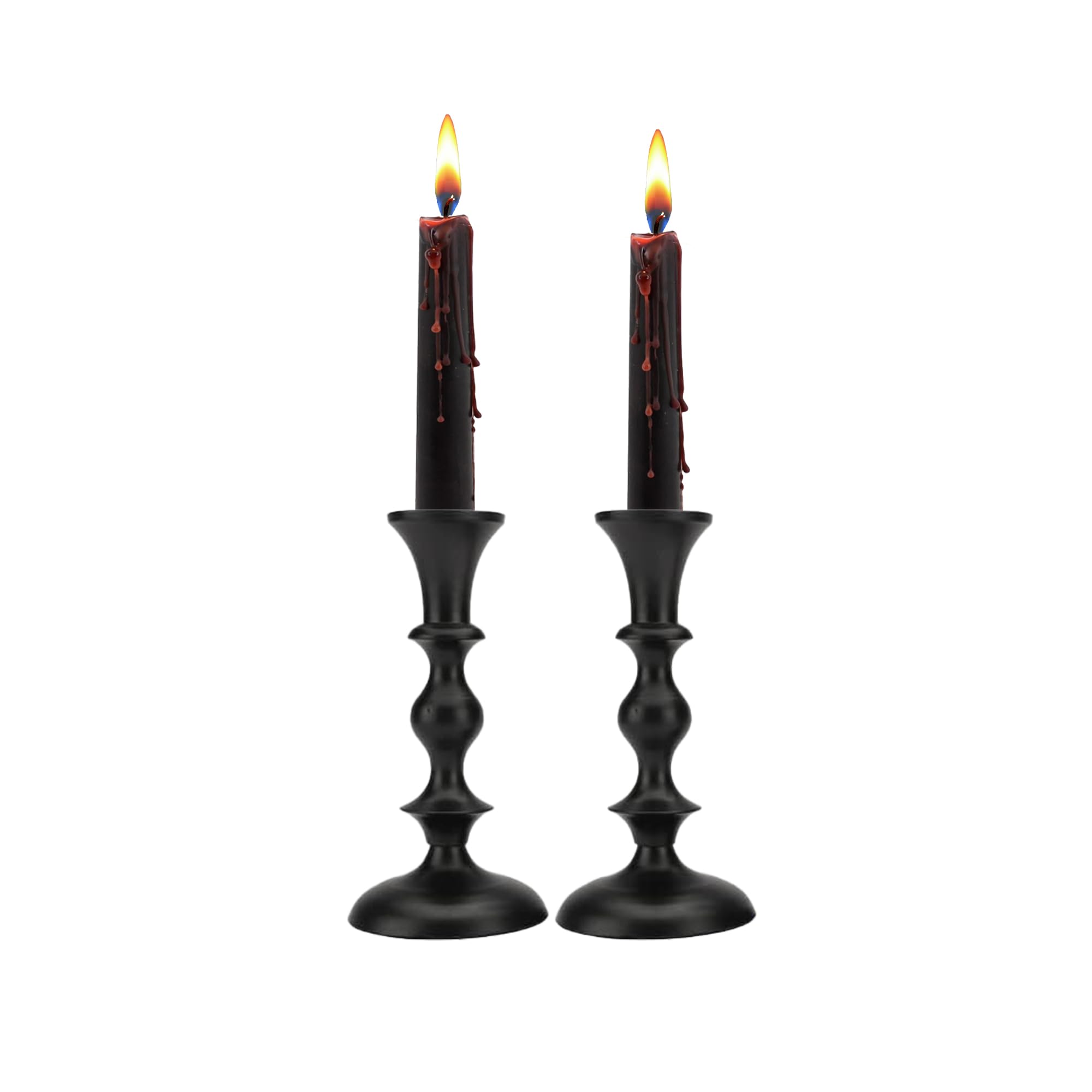 Black Candle Holders Set of 2 Decorative Centerpiece Table Candlesticks Holders for Taper Candles Home Decor Easter Candle Holders for Dinner Party Wedding Decorations