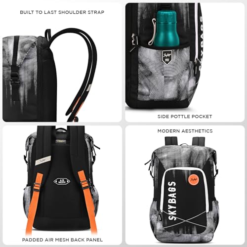 Image of Skybags Yolo 01 Casual Backpack 35L With Laptop Compartment for Men & Women With Padded Back & Shoulder Strap (Pixel Black)