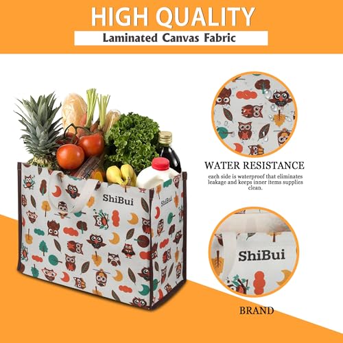 Image of SHIBUI Big Heavy Duty Large Eco Waterproof Cotton Canvas Cloth Grocery Shopping Bag for Men Ladies Vegetable Milk Fruits with Hand Carry Handle Lunch Box Jhola Tote Bags (3, Multi-Color)