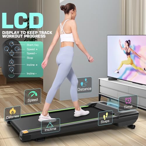 Image of ANCHEER Walking Pads, 2 in 1 Under Desk Treadmill 2.5HP Compact Running Machine with Remote Control, 300lbs Weight Capacity for Home /Gym /Office,Ultra-Quiet, Installation-Free