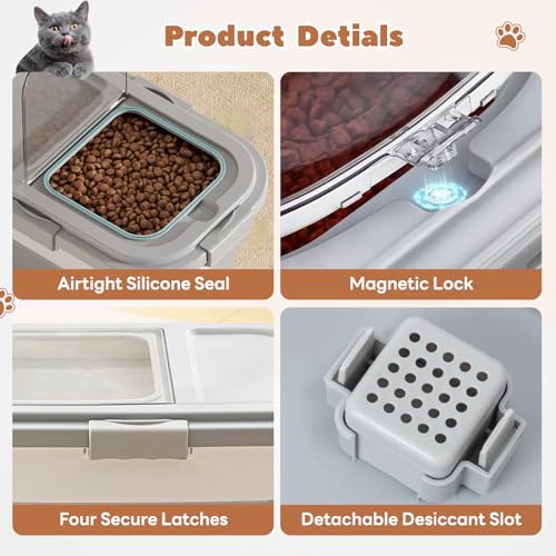 Hundefutter Aufbewahrungsbox - Luftdichter Futterbox Hund mit Messbecher & Löffel - Faltbarer Dog Food Container für Trockenfutter - Futtertonne Hund für Großvorrat Katzen - Futterbehälter mit Rollen