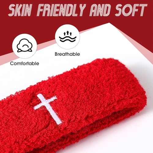 Image of Soulchen 4 pcs Cross Bicep Bands Wrist Bands Christian Arm Sweat Wristbands Absorbent Armband for Men Women Football Baseball Players Sports Activities Supplies