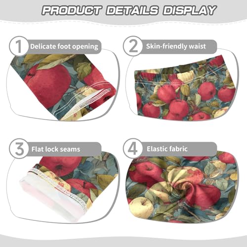 Girls Leggings Vintage Apples Fruit Leaves Soft Toddler Leggings for Girls Kids Pants Size 4T-10T3