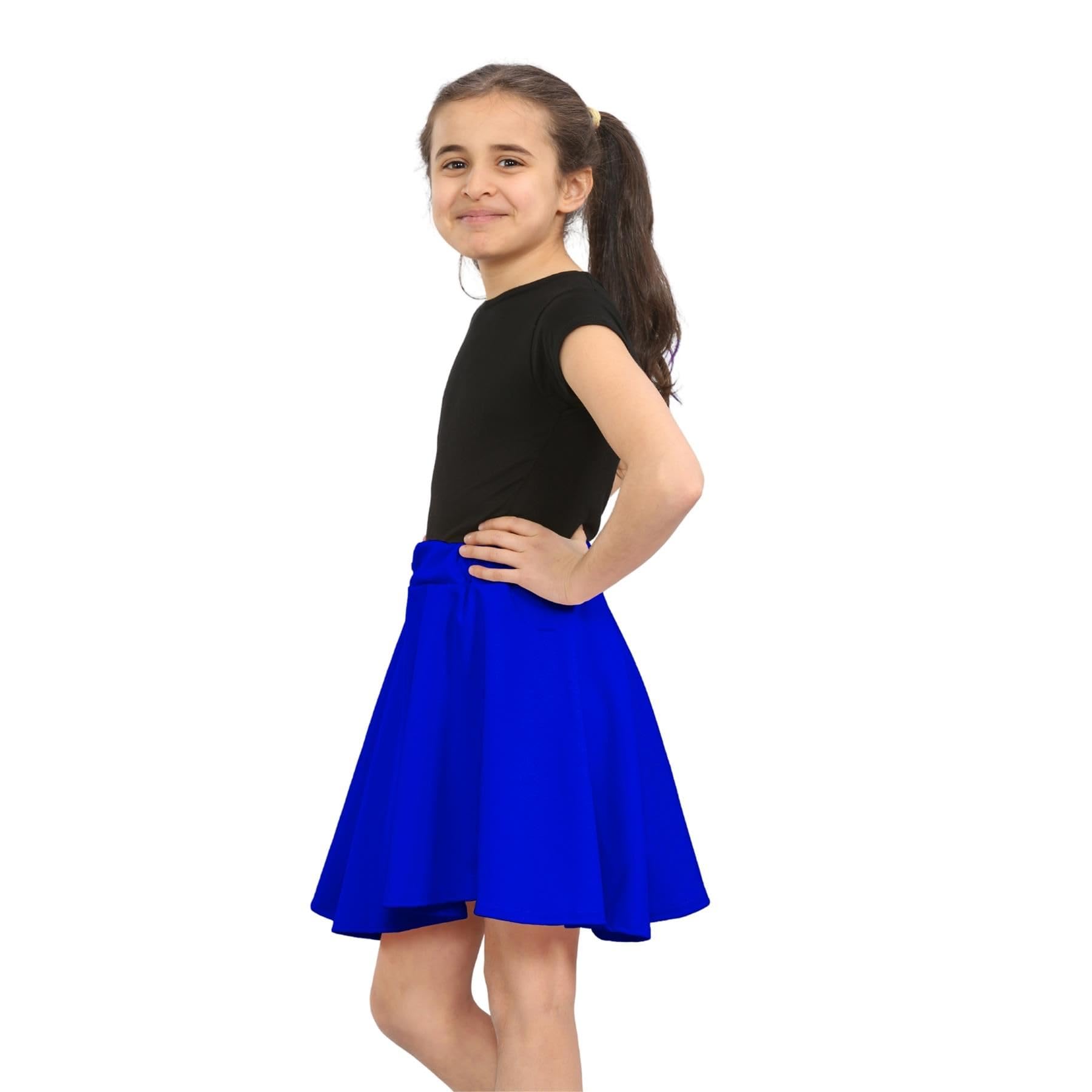 Lot de 3 jupes patineuses pour filles, taille haute, longueur genou, mini jupe évasée noire pour danse ballet, jupes décontractées unies pour uniforme scolaire et fête, bleu marine, 9-10