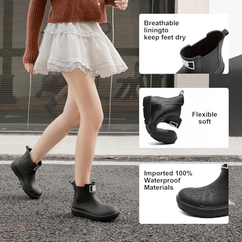 HSBDNZQ Deck Rain Boots Men Women, Short Waterproof Rubber Boots, Anti Slip Lightweight Water Shoes Unisex, Original Chelsea Garden Boots, Durable Fishing Boots Outdoor, Mud Work Booties2
