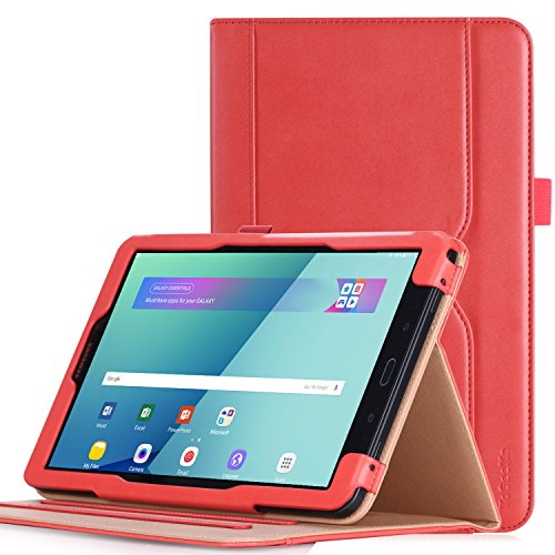 iHarbort Samsung Galaxy Tab A 10.1 Funda SM-T580 / T585 (versión no S Pen) Tapa PU Funda de Piel Case Cover con Ranura para Tarjeta y Función Automática de Despertador/Sueño, Rosado