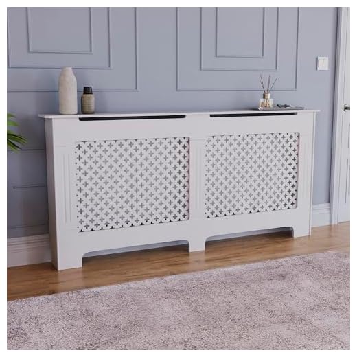 Vida Designs Oxford Radiator Cover – Traditional Cross Pattern, White, MDF, Painted Finish, Heat Efficient, Extra Large, (H 82 x W 172 x D 19 cm)