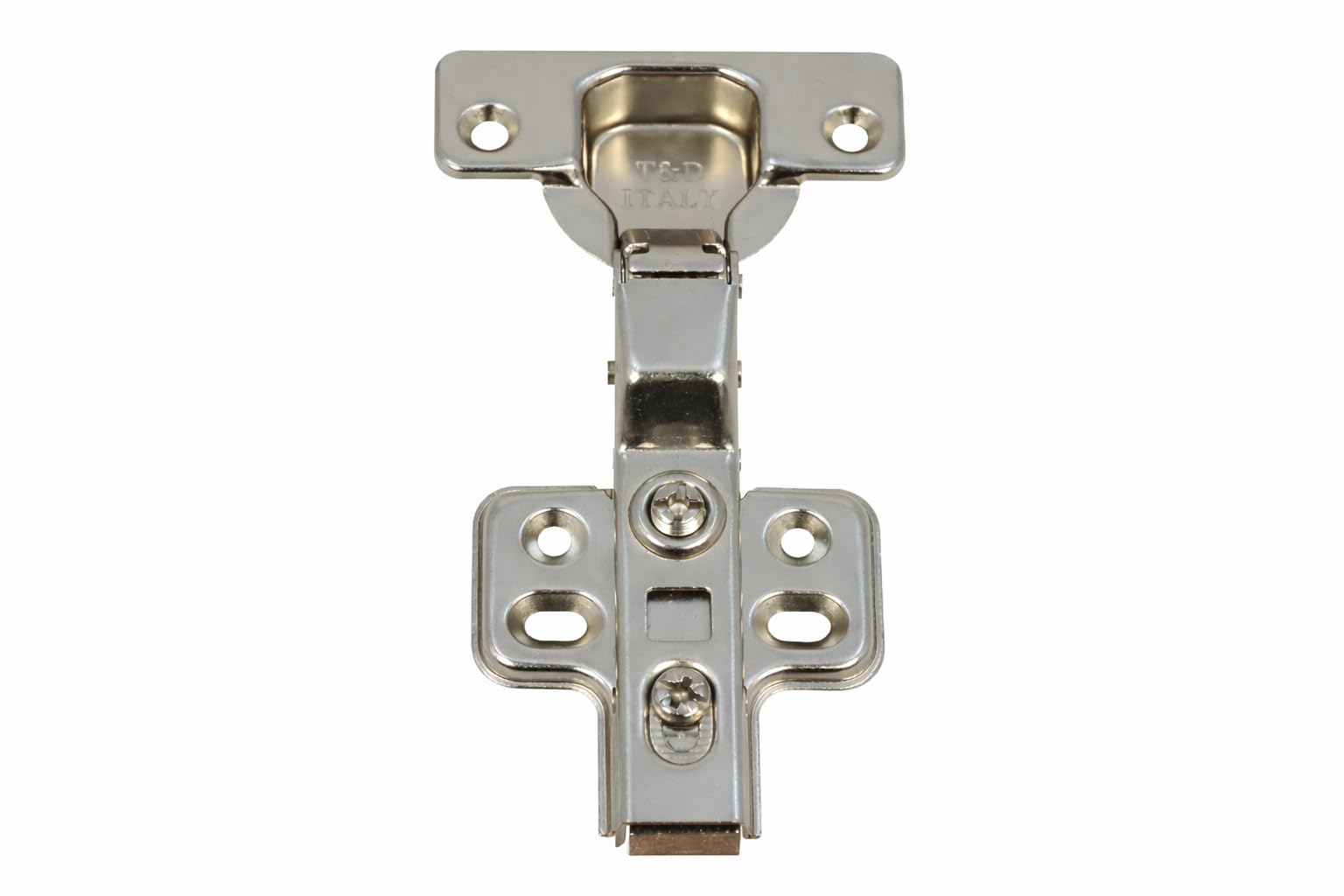 T&D Italy Euro Nickel-Plated Metal Silver Pot Bands with Damper and Cross Plate Hinge, Cup Hinges, 10 x Pot Band