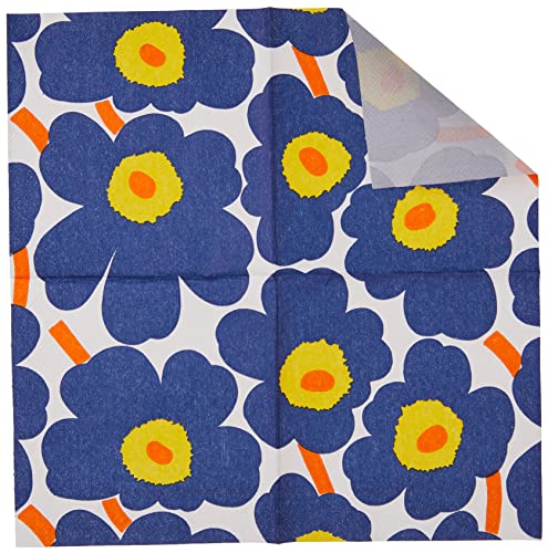IHR Ideal Home Range Cocktail Napkins Marimekko Disposable 3-Ply Paper Party Napkin Pack, 5" x 5", Unikko Dark Blue, 20-Count - Thumbnail 4