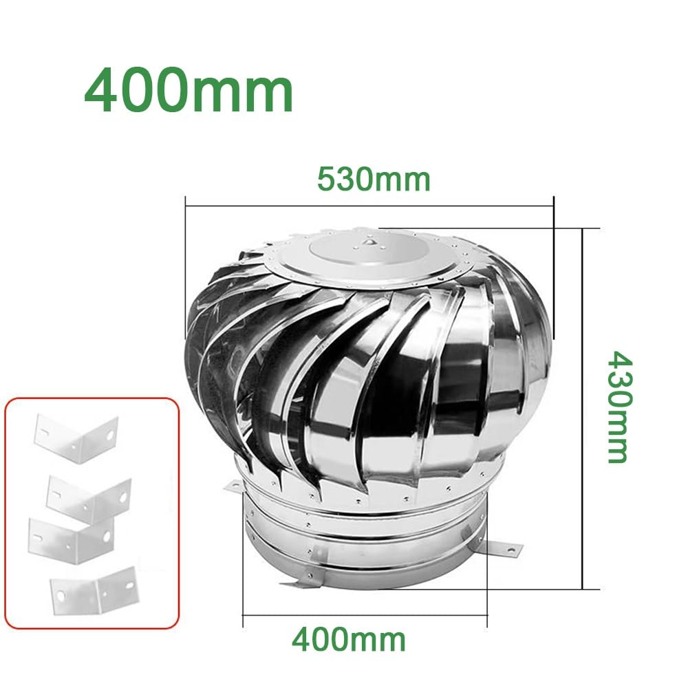 nasada kominowa, Osłona wywietrznika dachowego, duża turbina wentylacyjna ze stali nierdzewnej, obrotowa nasada komina(400mm/16inch)