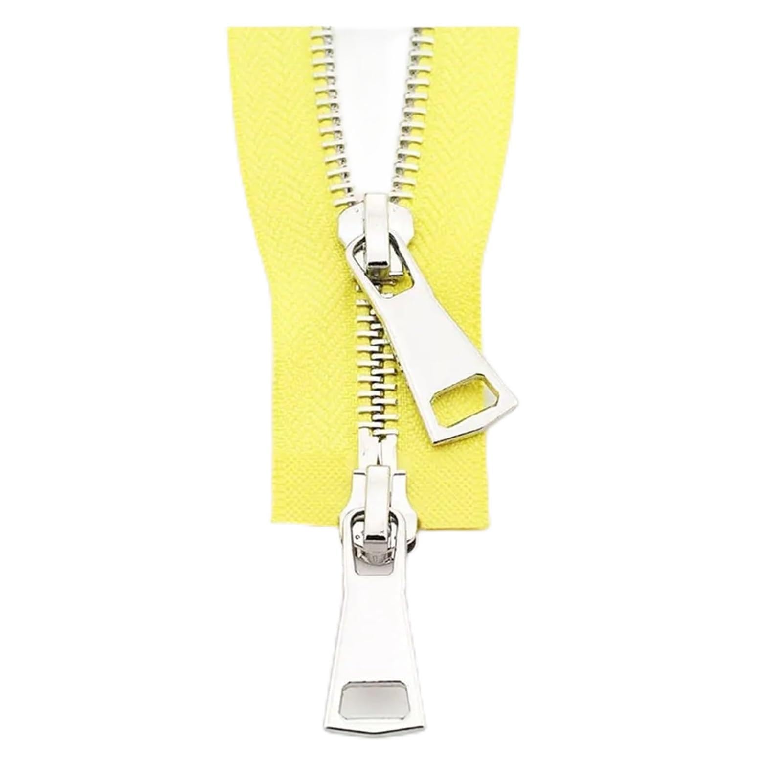 Nylonowe zamki błyskawiczne do majsterkowania, 70/90 cm Podwójny suwak dwukierunkowy Zamek metalowy do szycia kurtek Akcesoria odzieżowe Materiały rękodzielnicze(Yellow,70 cm)