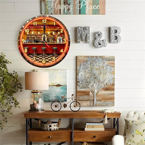 Reloj de Pared Retro Diner Neon 10 Pulgadas Silencioso miniatura 5