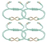 4 Pieces of Mint with Goldtone Infinity Adjustable String Bracelet