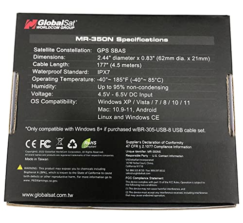 Image of GlobalSat MR-350N GPS Receiver, Black, Made in Taiwan
