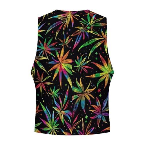 Colorful Weed Novelty Men's Suit Vest Casual Formal Dress Vests Business Waistcoat4