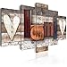 Produktbild decomonkey Bilder Home 200x100 cm XXL 5 Teilig Leinwandbilder Bild auf Leinwand Wandbild Kunstdruck Wanddeko Wand Wohnzimmer Wanddekoration Deko Haus Holz