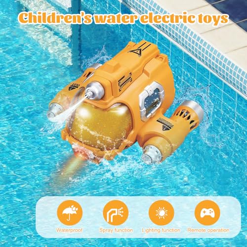 HIULLEN Ferngesteuertes Boot, 2,4 GHz RC Boot mit Licht Wasserspritzfunktion, 360° Rotation, Ferngesteuerte Boote RC Rennboot mit Funksteuerung, Geschenke Spielzeug für Kinder ab 6 Jahren Pools Seen