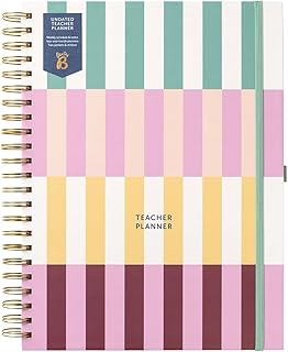 Busy B A4 Undated Teacher Planner - Multicoloured Stripe Journal - Academic Planning all in the One Place with Week to Vie...