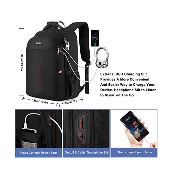 Mochila Antirrobo Impermeable con Cerradura Mochila Hombre 17.3 Pulgadas - Imagen 4