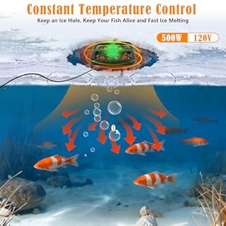 SprintGy Floating & Submersible Pond Heater, 500W Pond Heaters for Outdoor Ponds with Fish, Thermostat Control Pond Deicer with Indicator Lights, Koi Pond Stock Tank Water Trough Heater for Winter
