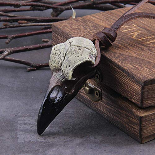 VikingsBrand Viking Necklace Men & Women | Authentic Raven Skull Replica | Ideal Viking Gifts for Men & Women | Durable Norse Leather Necklace4