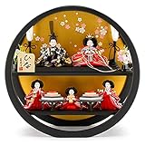 雛人形 コンパクト ひな人形 雛 五人飾り 丸型二段飾り 美光作 ひな 1.黒艶消 種類 h313-sb-maru5-kpb