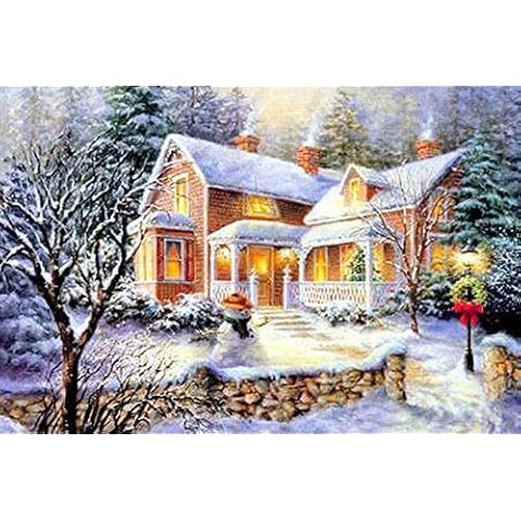 Diamond Painting Cottage Snow View Embroidery Diamond Full Kit Full Cross Stitch 5D DIY Cover