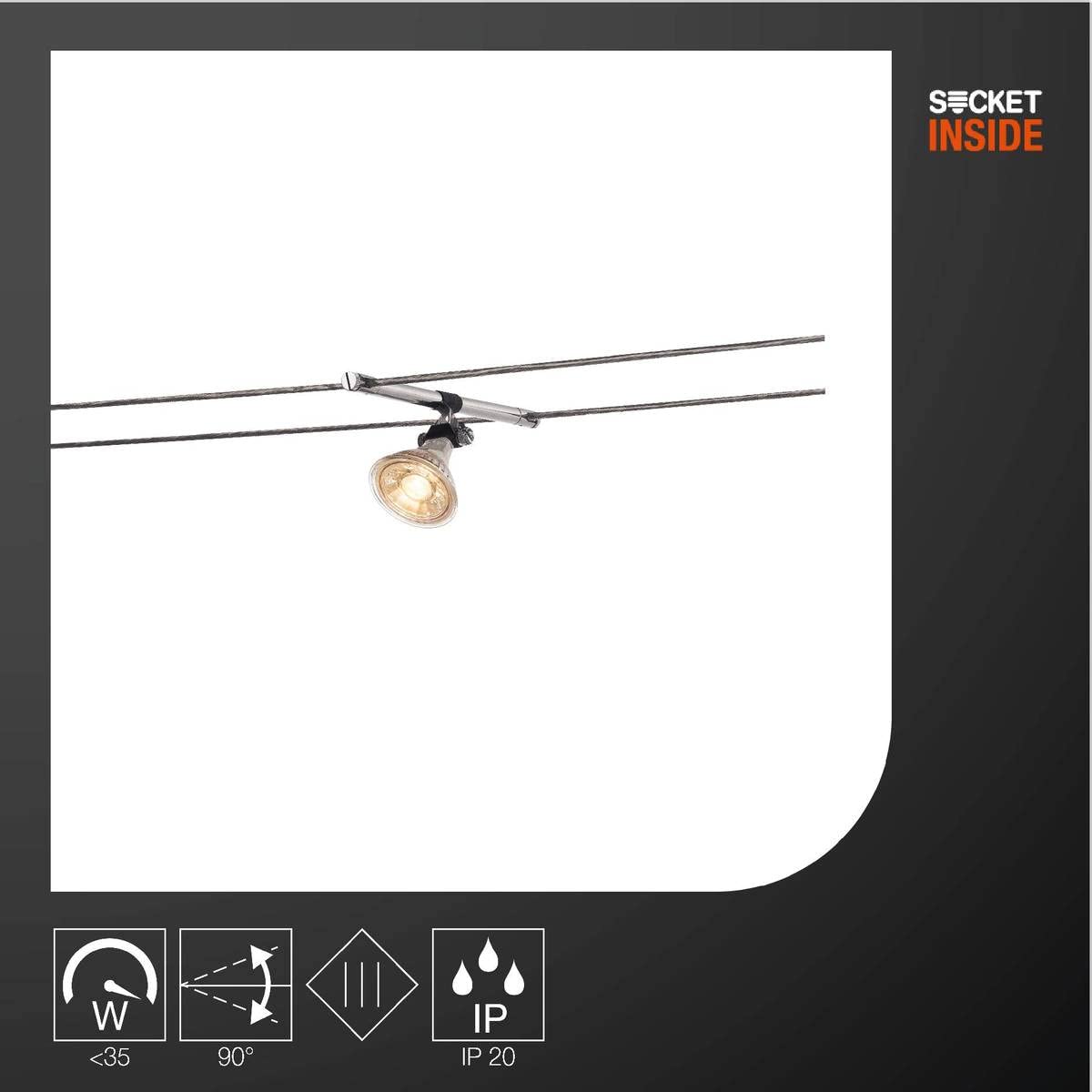 SLV foco para sistema de cable COSMIC portalámparas/proyector, foco led, proyector de techo, luminaria de techo, iluminación de interior / GX5,3 35 W cromo