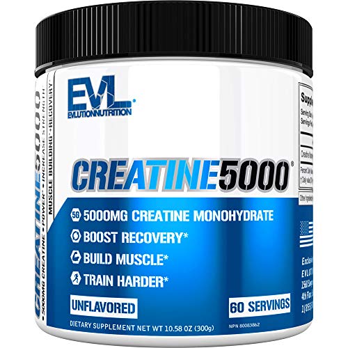 Evlution Pure Creatine Monohydrate Powder 5000mg Nutrition Pre and Post Workout Recovery Drink Mix Creatine Powder for Enhanced Muscle Mass Athletic Performance and Muscle Recovery – Unflavored