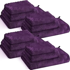 Microfiber Bath Towels Set 4 Pack Soft Bath Towels 4 Pack Hand Towels 4 Pack Washcloths Microfiber Coral Velvet Highly Absorbent Towel Quick Dry Towel Sets for Bath Fitness Bathroom (Dark Purple)