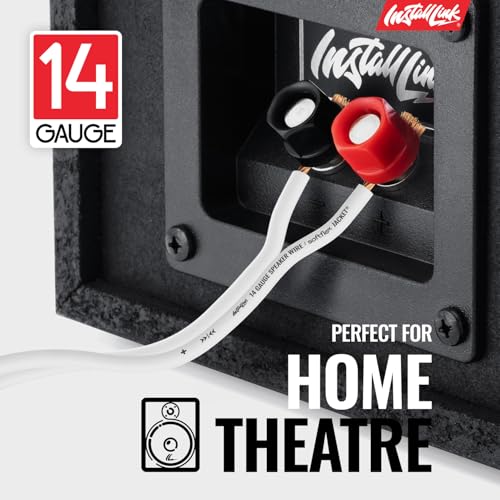 Cable de altavoz calibre 14 blanco CCA para audio de coche de 250ft 2
