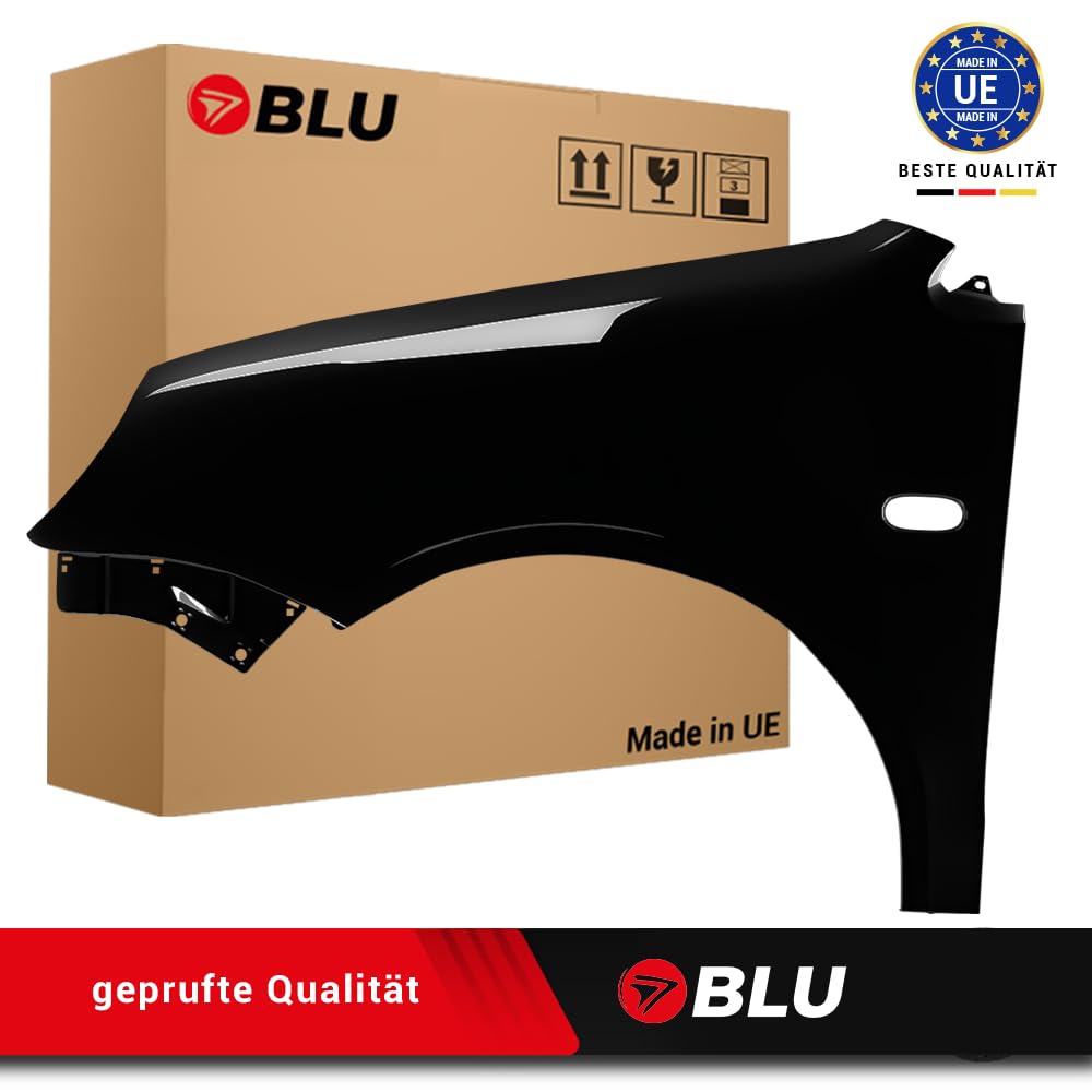 BLU Kotflügel Passend für Volkswagen Polo 9N IV 4 L041 LO41 Links Schwarz | 2001-2005 | Vorderseite Vorne | Lackiert | Einbaufertig