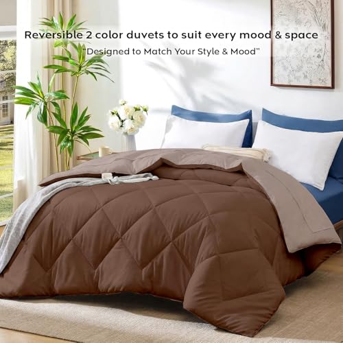 Image of AYKA Reversible AC Comforter 150 GSM Lightweight Microfiber Summer Blanket for Single Bed (60x90 Inches) | Soft Cooling Quilt, Breathable All Season Duvet for AC Room | Taupe & Brown