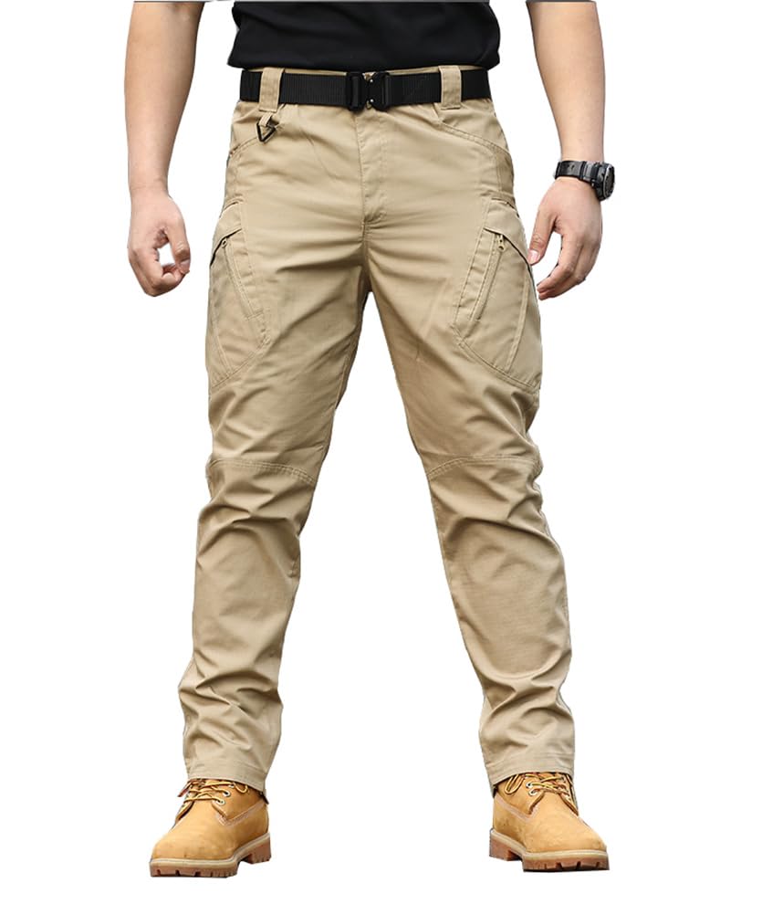 THWEI Pantalones cargo tácticos para hombre, resistentes al agua, para senderismo, trabajo al aire libre, con múltiples bolsillos, sin cinturón