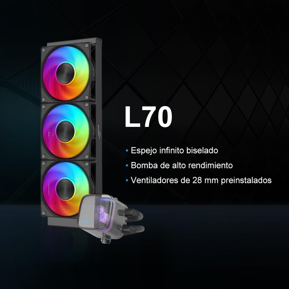 SAMA L70 360mm ARGB Chłodnica cieczy do procesora, fazowane lustro nieskończoności, pompa ceramiczna, z wentylatorami łożyskowymi hydraulicznymi 28 mm, kompatybilna z Intel LGA 1851/1700/1200/115X